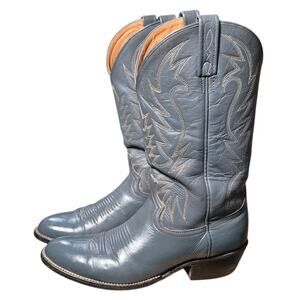 Men's Leather Blue Gray Mexico Cowboy Boots Size 10.5